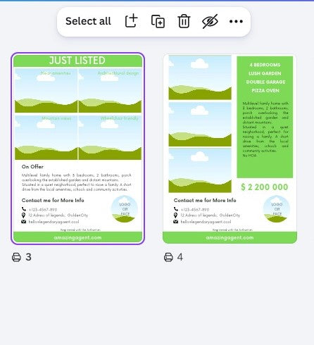 Editable Canva Flyers Set of 4 I Real Estate Marketing Template